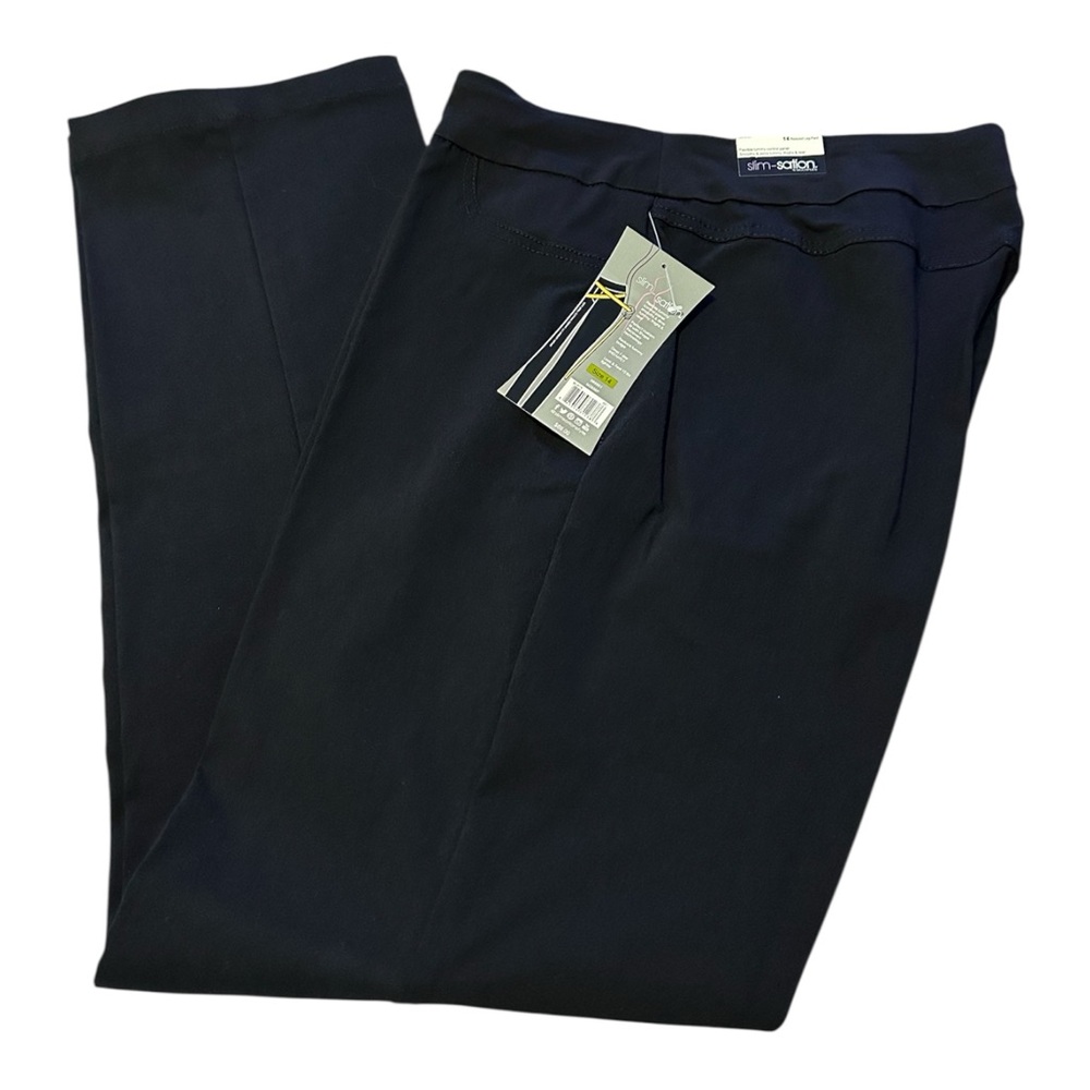 NWT black Slim - Station Straight Leg Pants Size 14 Pull Up. Very Slimming. NEW